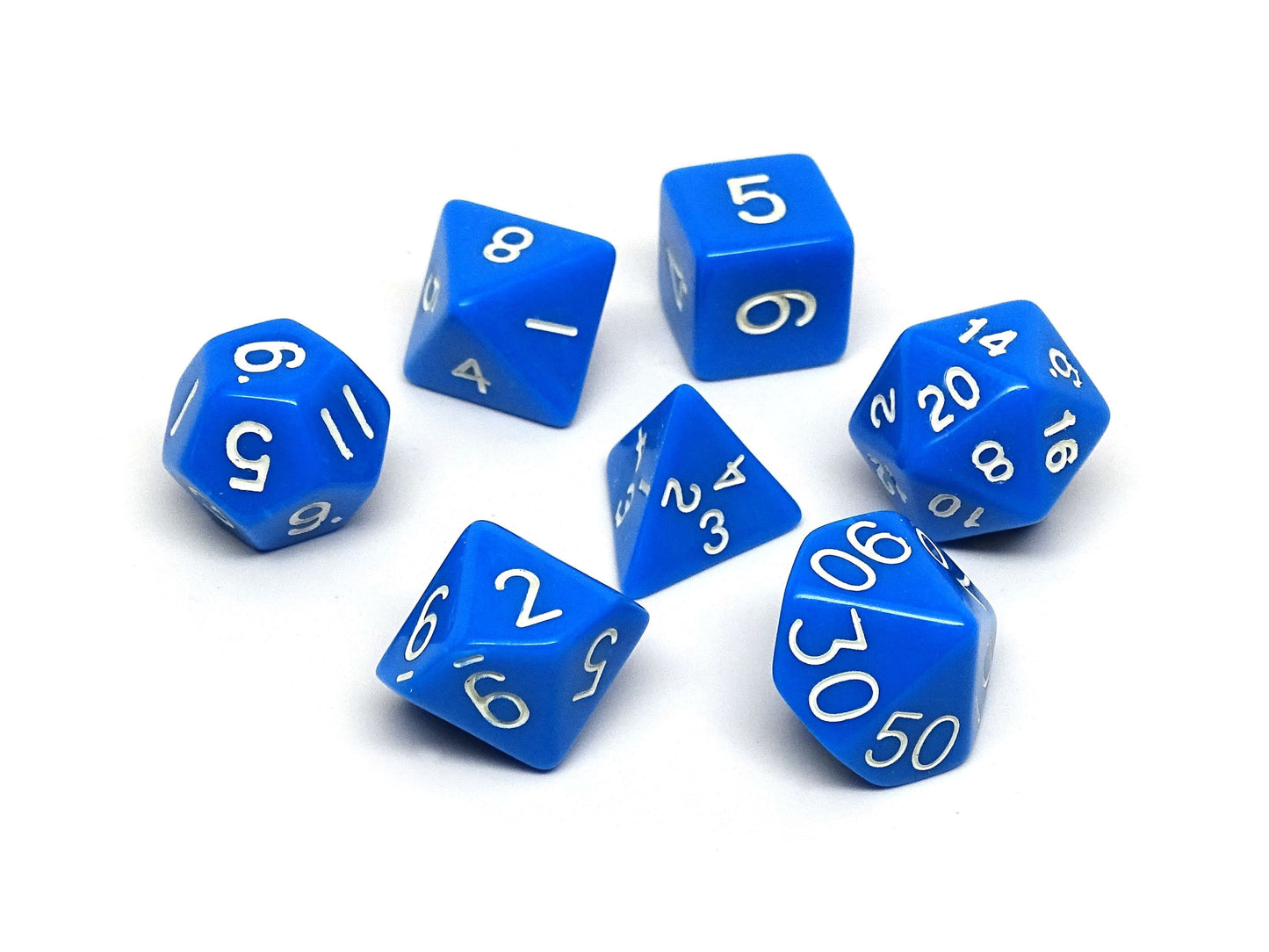 Blue Opaque Dice - 7 Piece Set