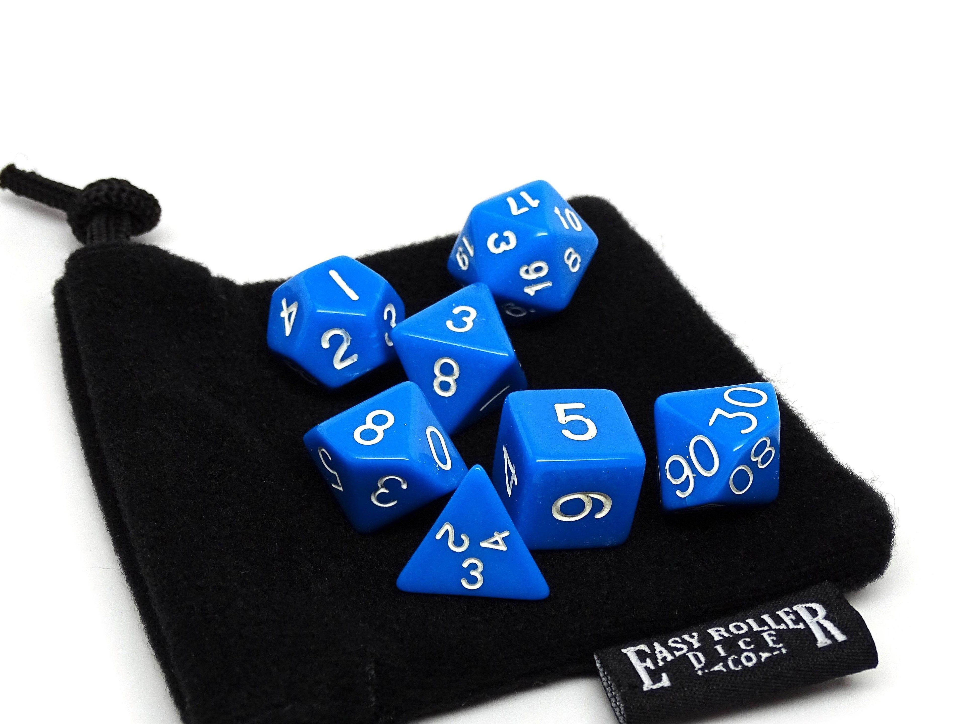 Blue Opaque Dice - 7 Piece Set - 