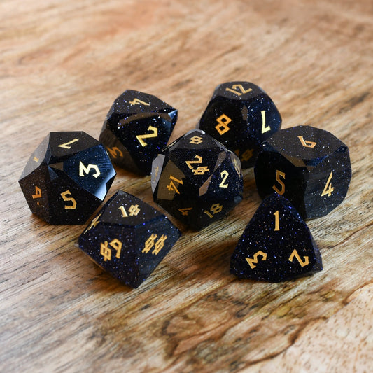 Blue Sandstone Multifaceted Stone Dice Set