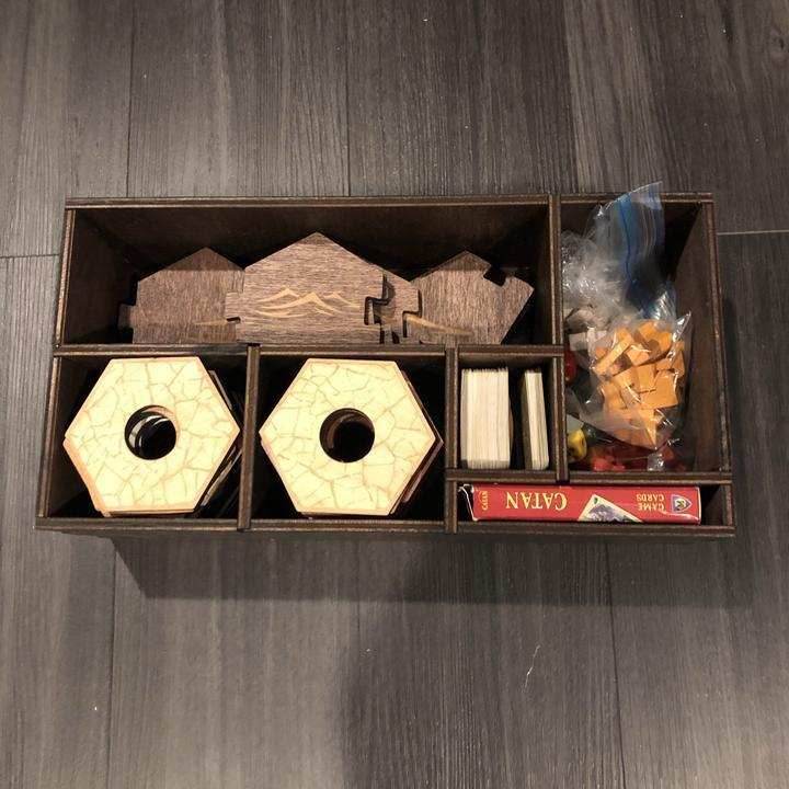 Blue Stained Catan Compatible Board Set with Laser Etched Terrain, Border and Number Pieces - Without Box