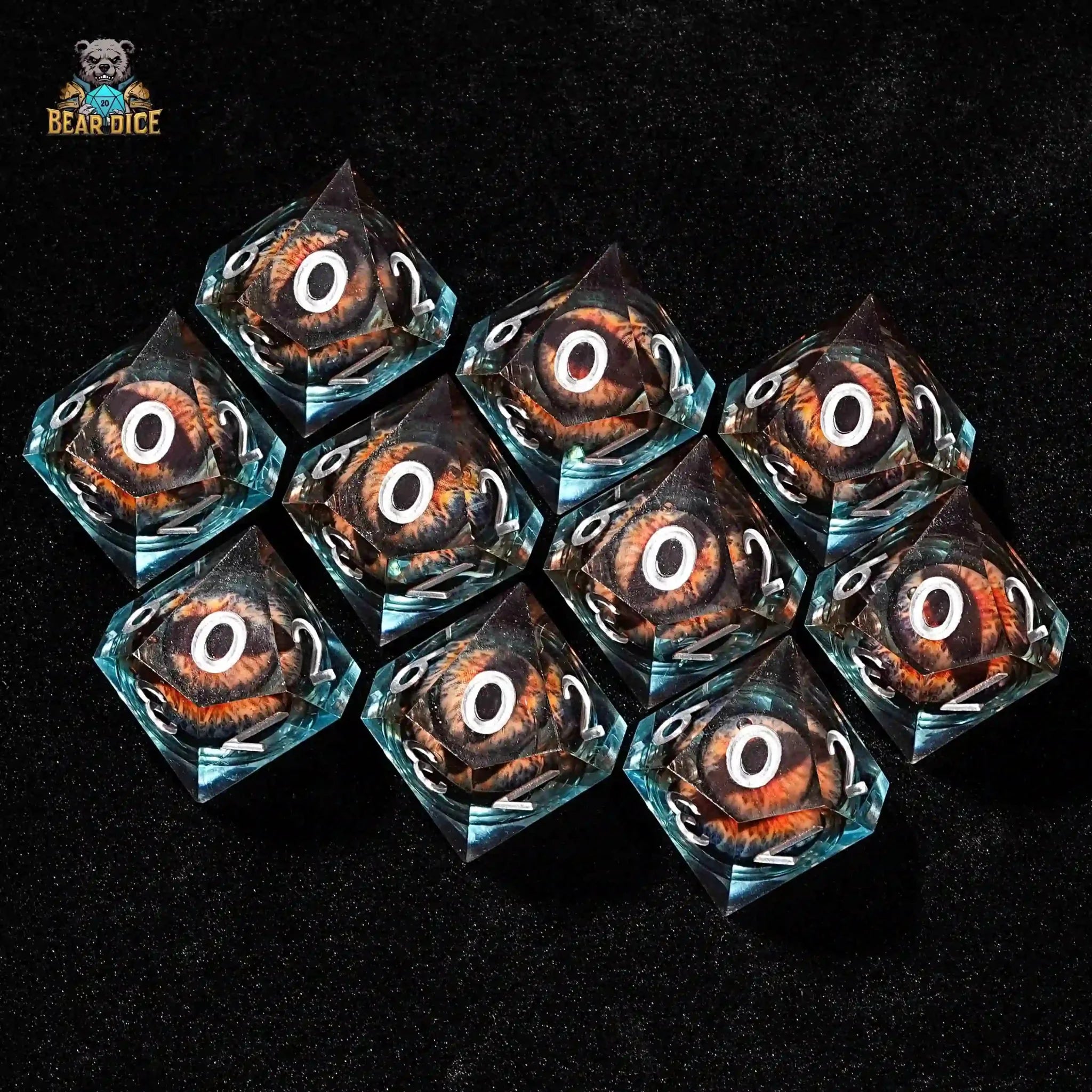 Blue transparent resin D10 dice liquid core longan 10-sided dice