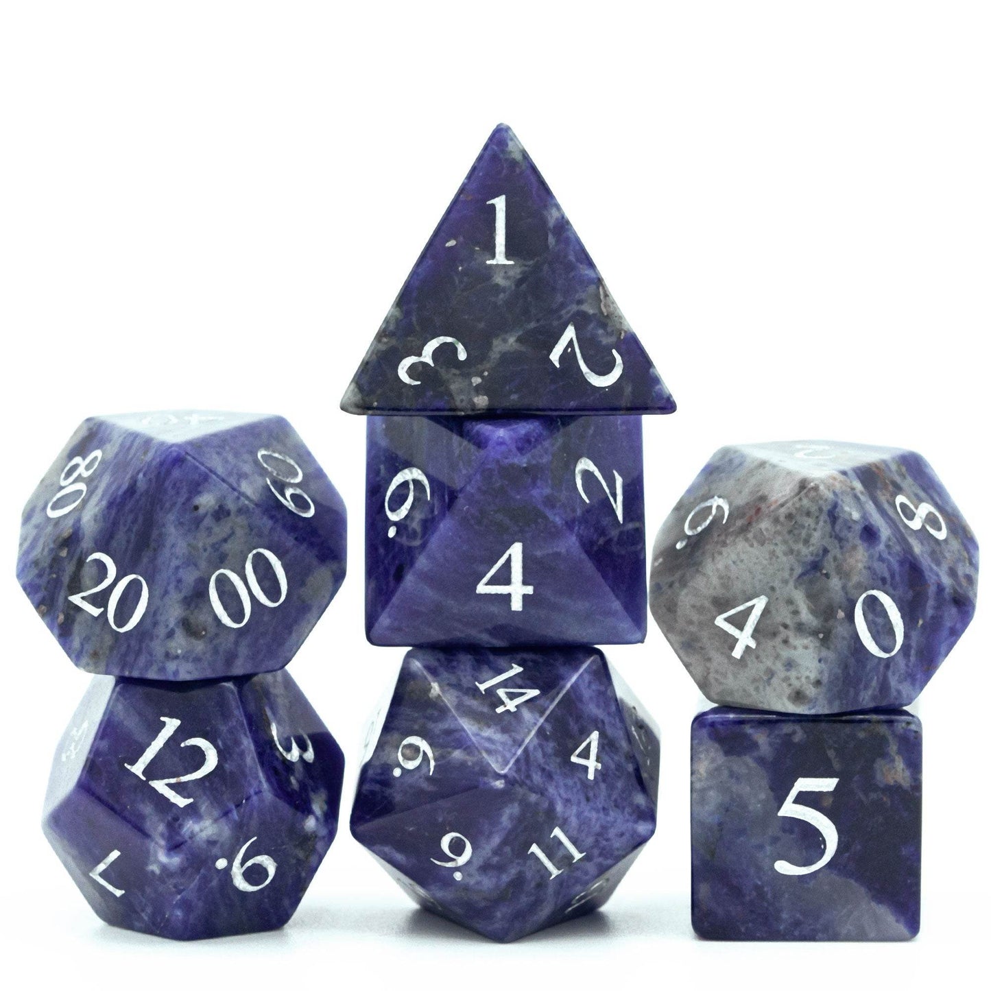 Blue-Veined Gemstone Dice Set - 