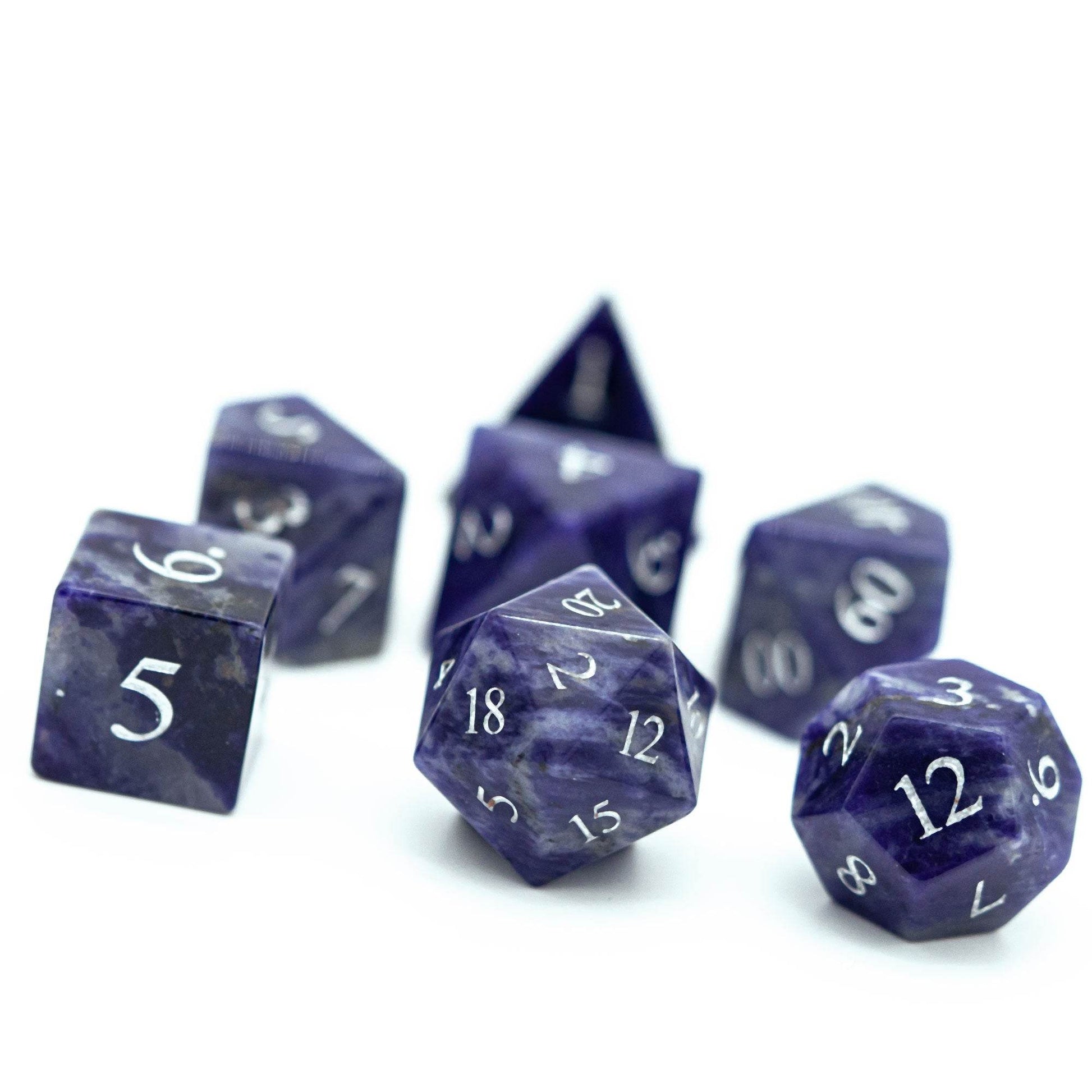 Blue-Veined Gemstone Dice Set - 