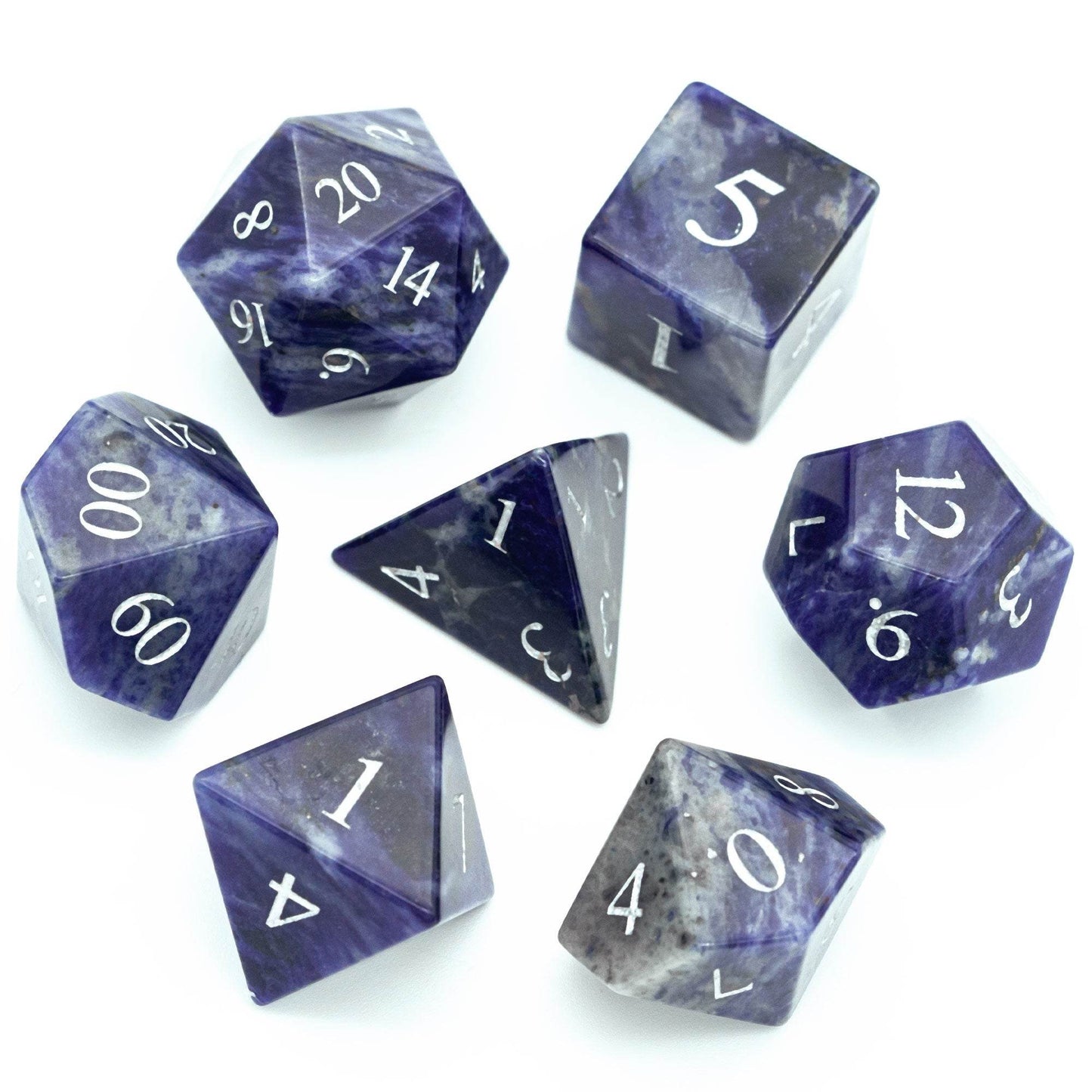 Blue-Veined Gemstone Dice Set - 