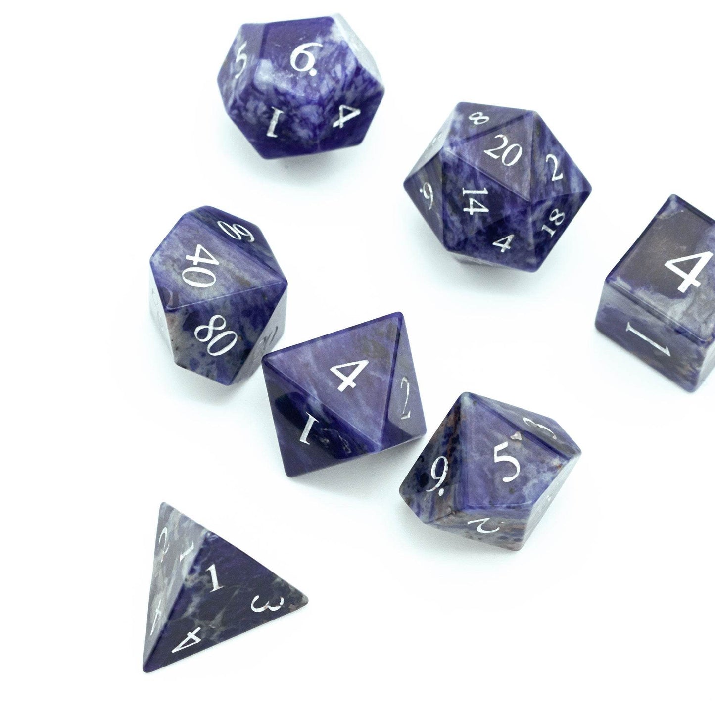 Blue-Veined Gemstone Dice Set - 