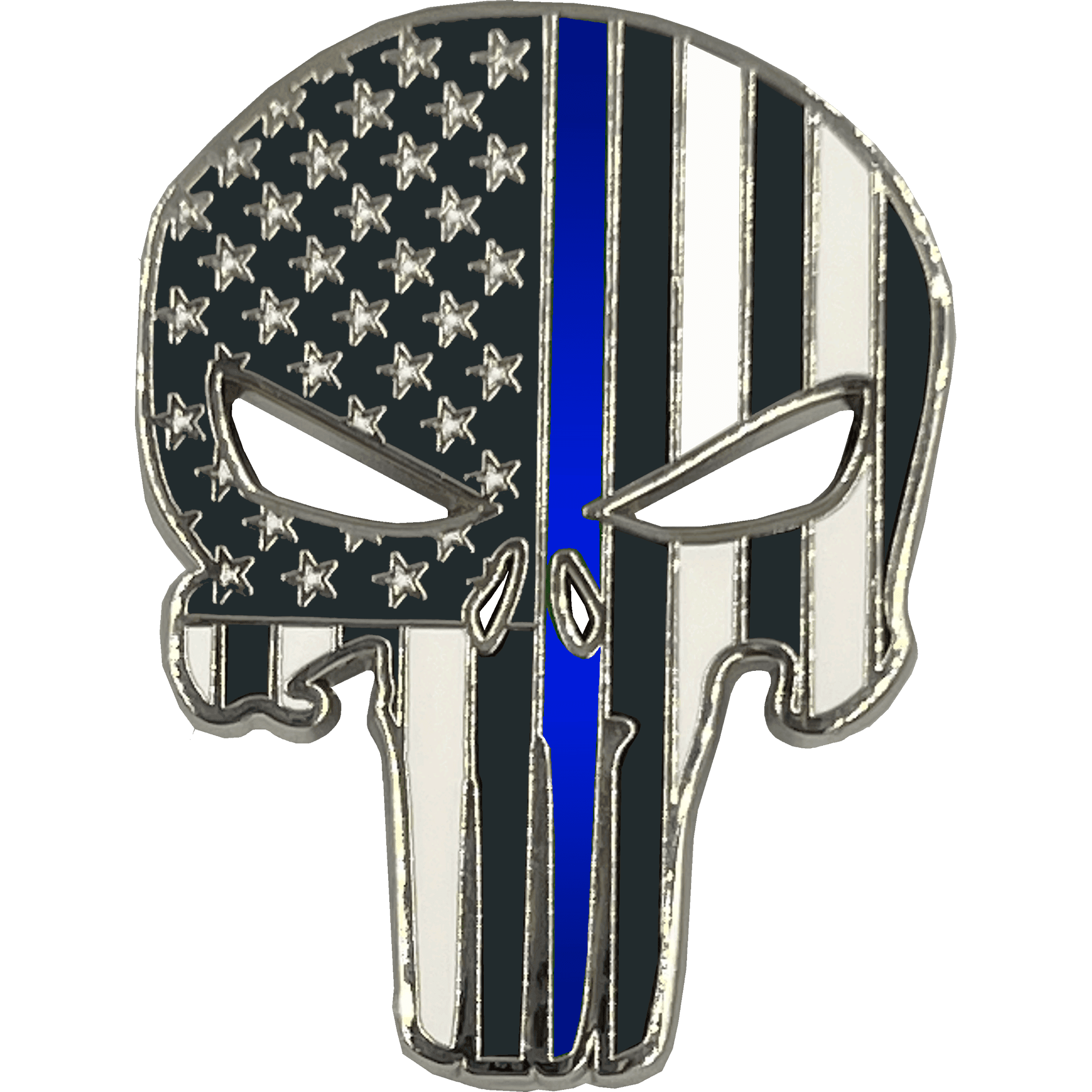 PBX-001-H Thin Blue Line American Flag Pin Police with die-cut eyes and dual pin posts and deluxe locking clasps - 