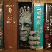 Bookends Bookshelf Bookend Books Holder Horror Peeping Monster Human Face Resin Bookstand Sculpture Collecting Cd Albums Pendant