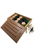 ELITE Magnetic Clasp Storage Box With  2 Pegs; Scoring Track for Crokinole + 28 discs (2024 Version)