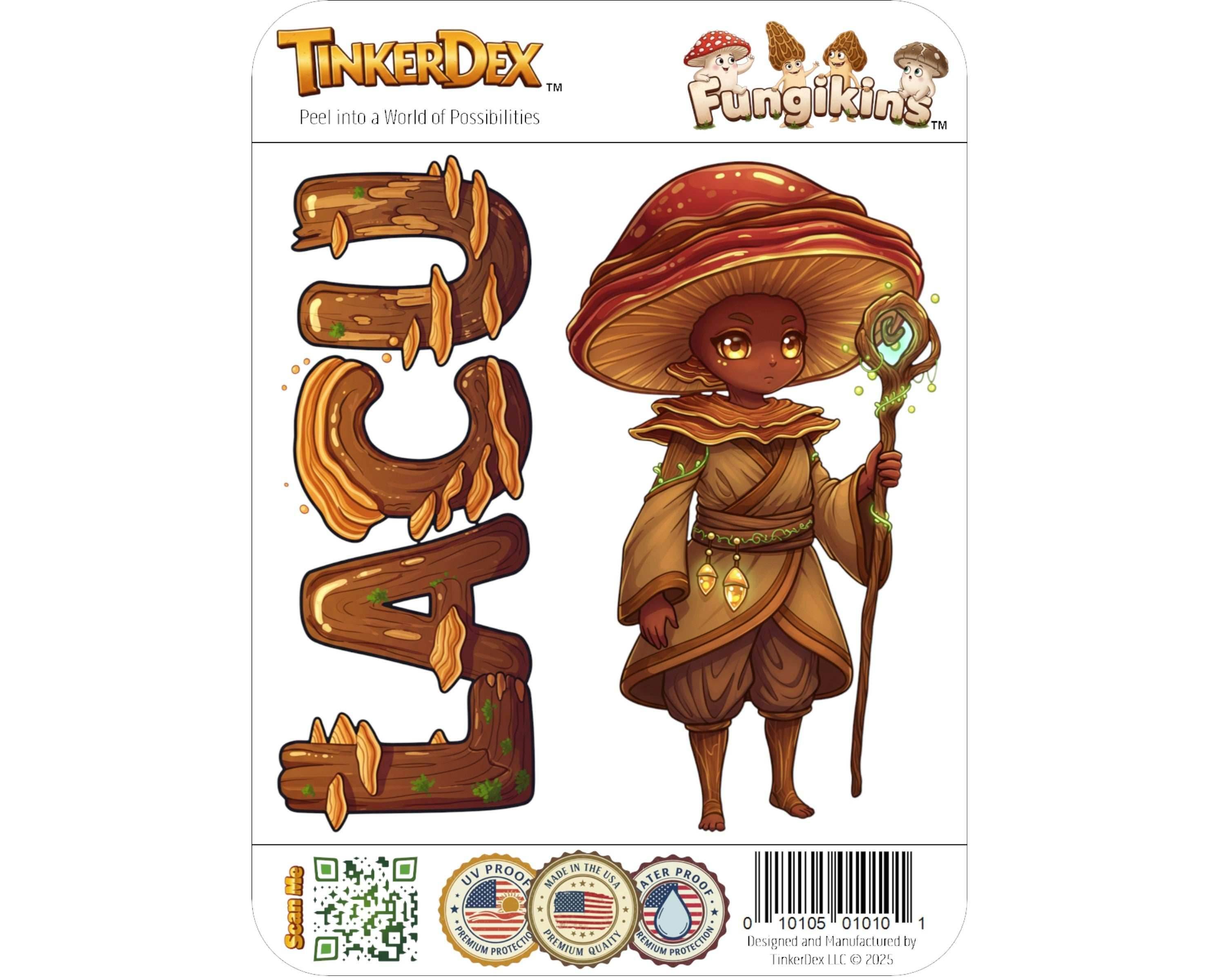 Lacquered Bracket Sticker and Magnet - Forest Sage Fungikins™ – Mystical Mushroom Art | Waterproof & UV-Proof - Sticker / Mini