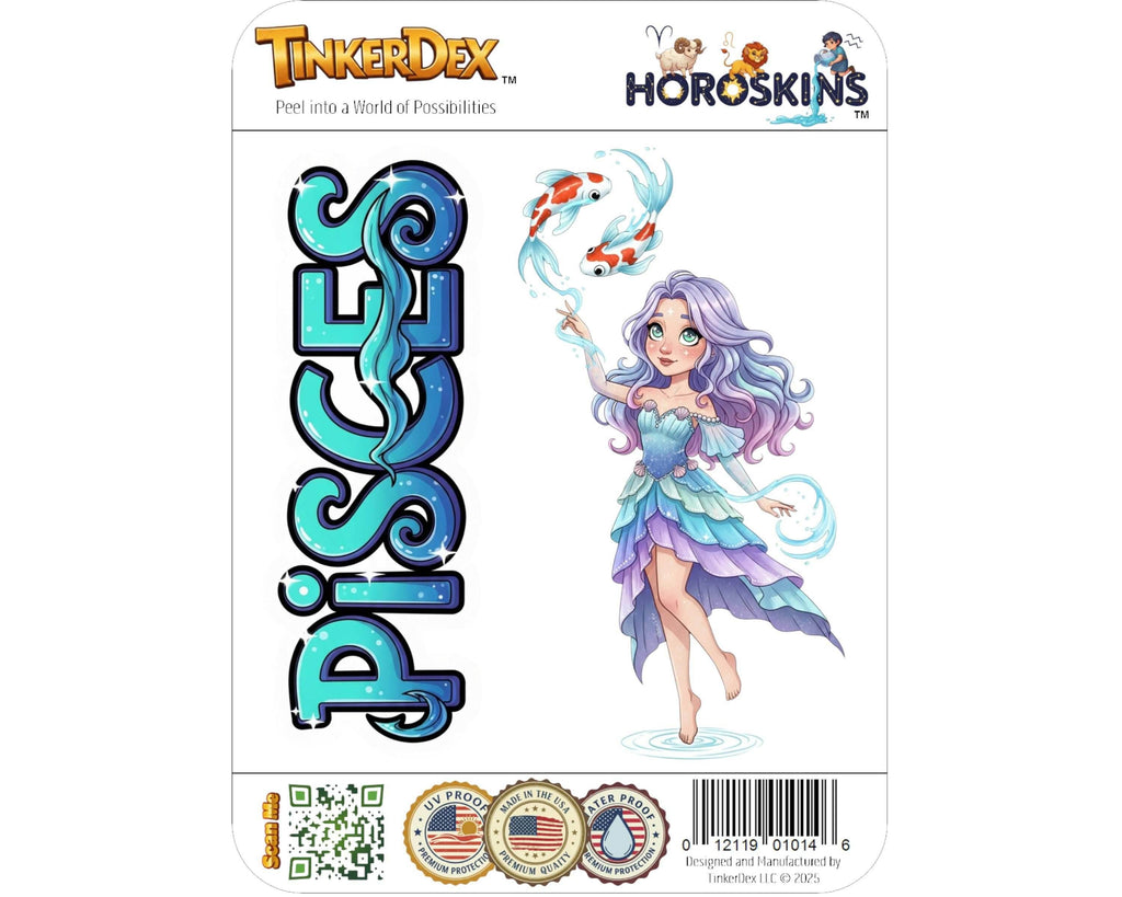 Pisces Sticker and Magnet - the Celestial Fish Horoskins™ – Zodiac Water Sign | Waterproof & UV-Proof - Sticker / Mini