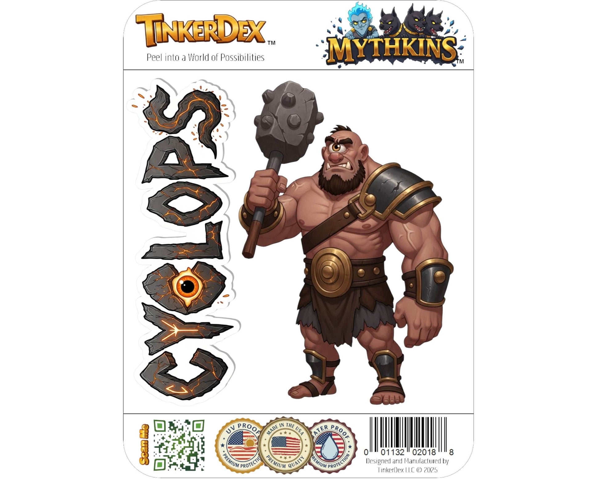 Cyclops Sticker and Magnet - the Elder Smith Mythkins™ – Greek Mythical Giant | Waterproof & UV-Proof - Sticker / Mini