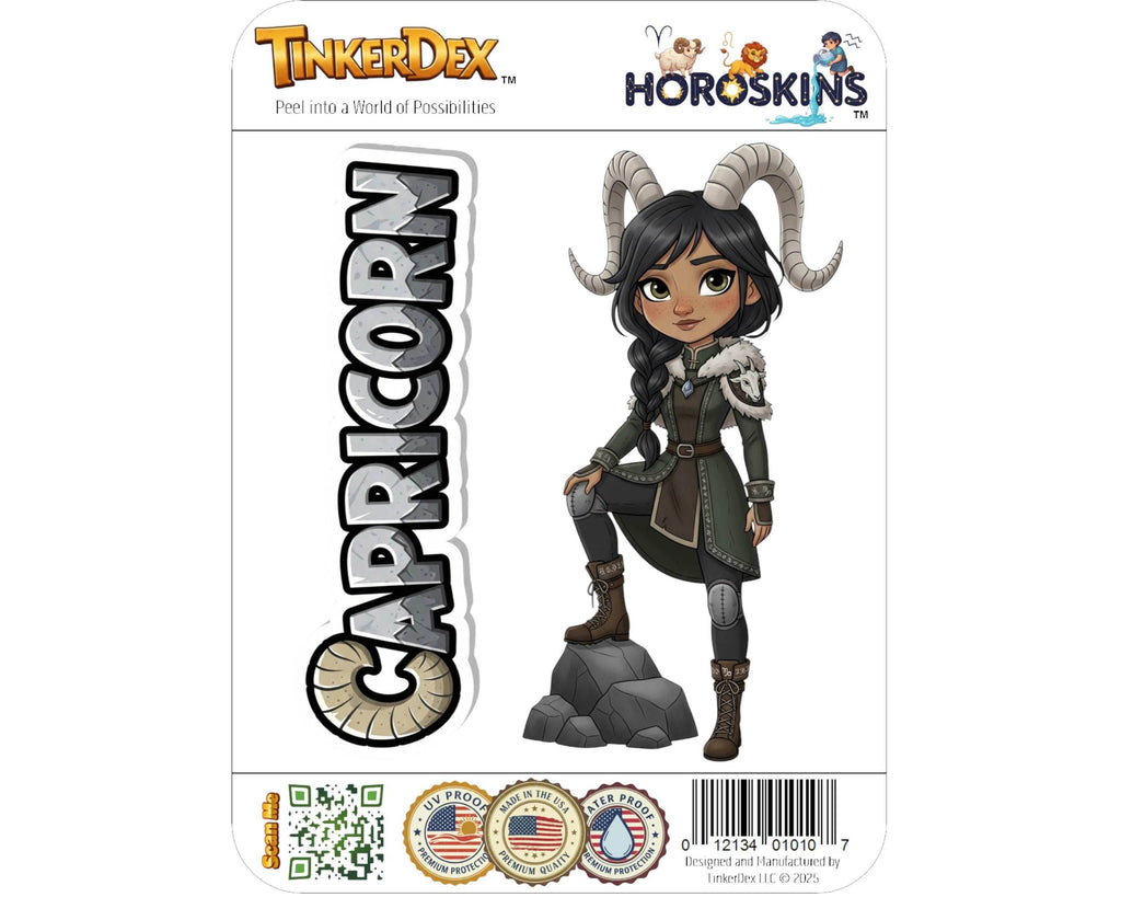 Capricorn Sticker and Magnet - Mountain Climber Horoskins™ – Zodiac Earth Sign | Waterproof & UV-Proof - Sticker / Mini