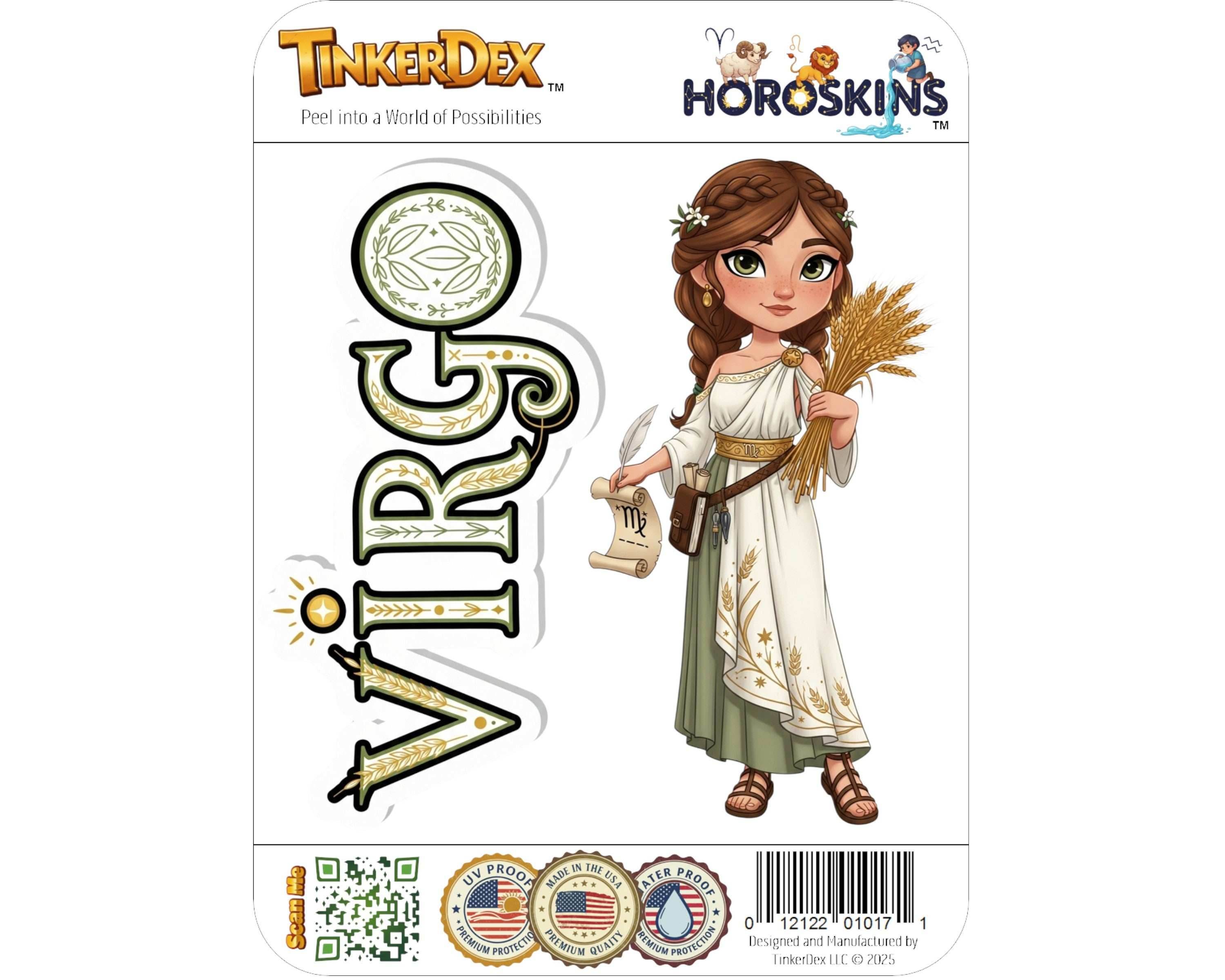 Virgo Sticker and Magnet - the Harvest Maiden Horoskins™ – Zodiac Earth Sign | Waterproof & UV-Proof - Sticker / Mini