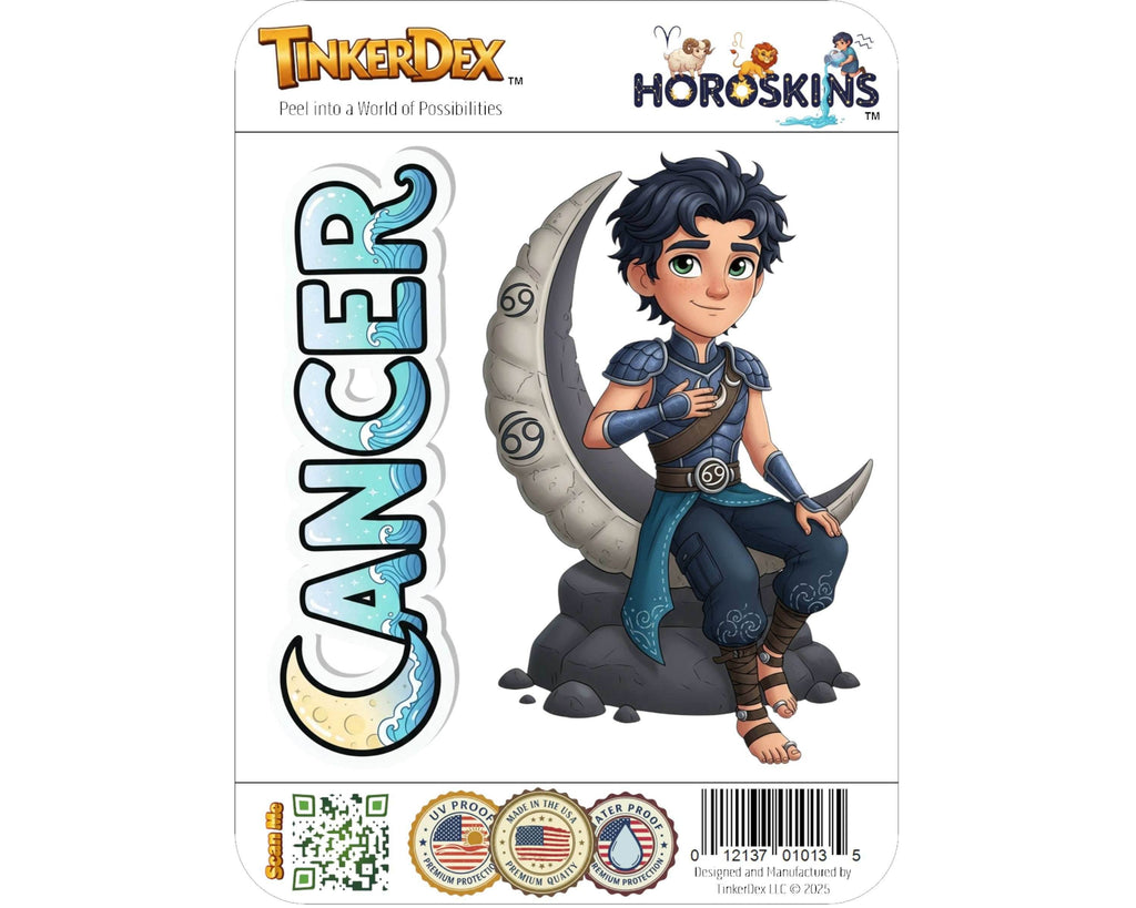 Cancer Sticker and Magnet - the Moon Child Horoskins™ – Zodiac Water Sign | Waterproof & UV-Proof - Sticker / Mini