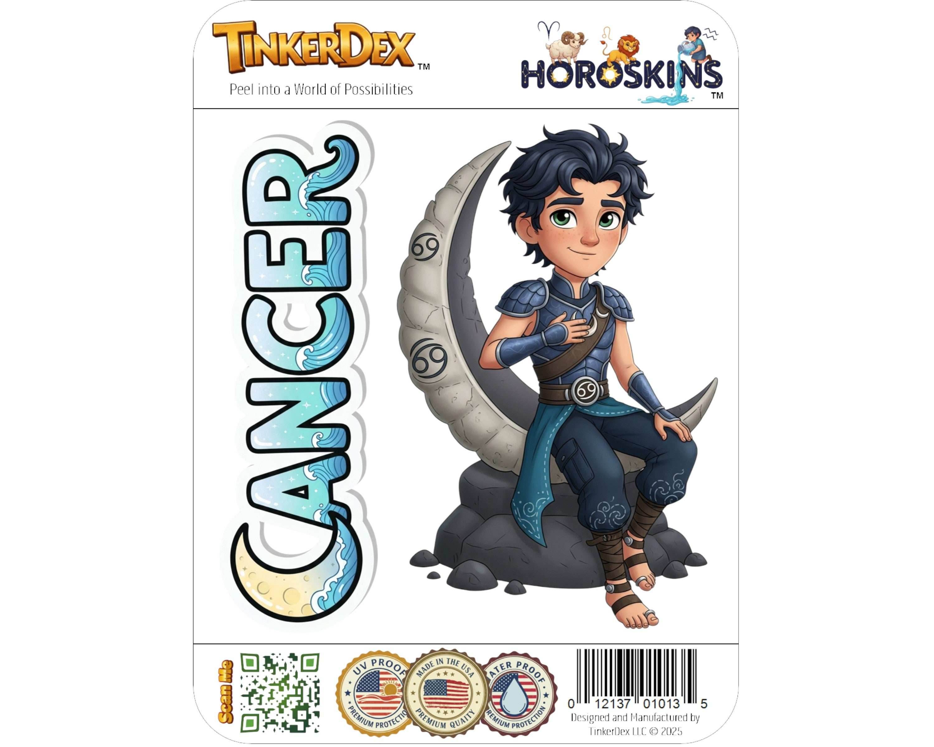 Cancer Sticker and Magnet - the Moon Child Horoskins™ – Zodiac Water Sign | Waterproof & UV-Proof - Sticker / Mini