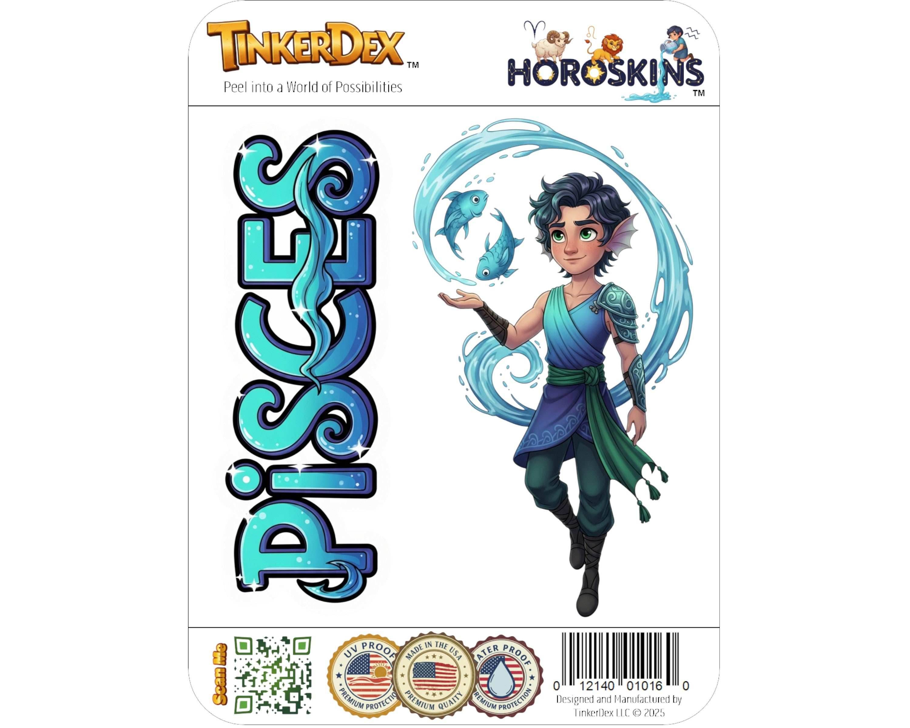 Pisces Sticker and Magnet - the Dreamer Horoskins™ – Zodiac Water Sign | Waterproof & UV-Proof - Sticker / Mini