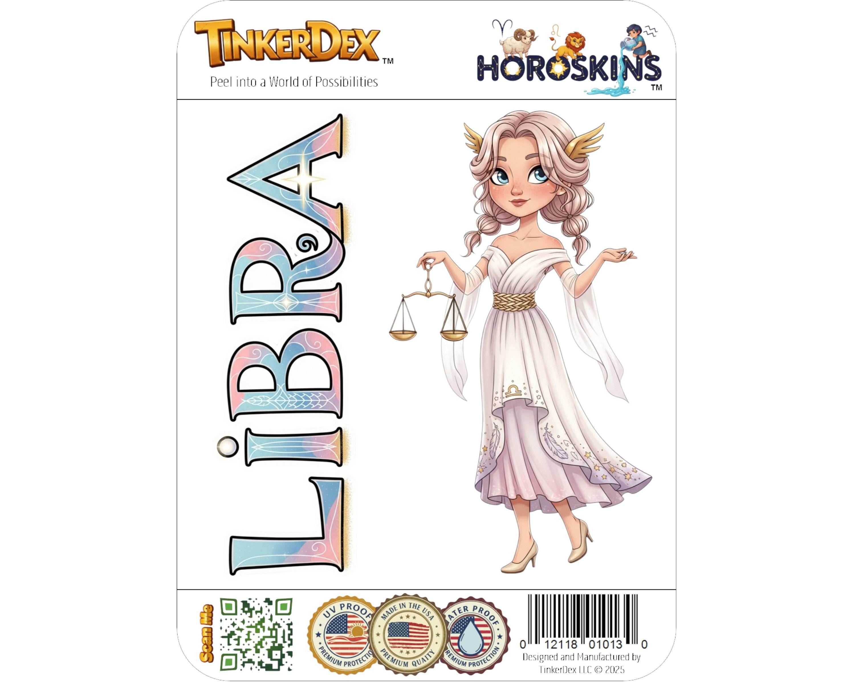 Libra Sticker and Magnet - Scales of Justice Horoskins™ – Zodiac Air Sign | Waterproof & UV-Proof - Sticker / Mini