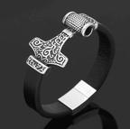 Vikings Mjolnir Leather Bracelet - 