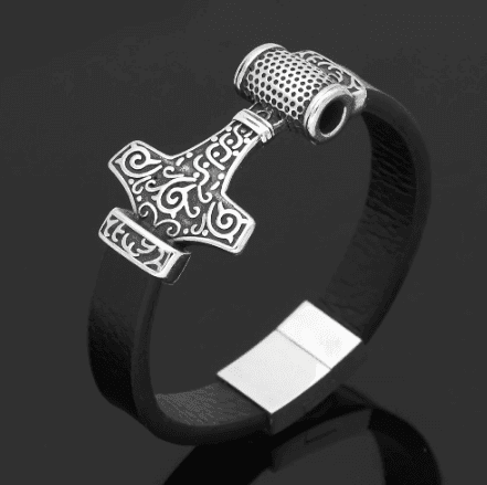 Vikings Mjolnir Leather Bracelet - 