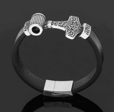 Vikings Mjolnir Leather Bracelet - 