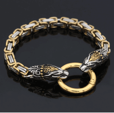 Vikings Snake Head Stainless Steel Bracelet - 19CM