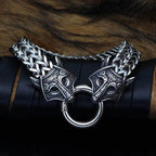 Vikings Wolf Charm Stainless Steel Bracelet - 