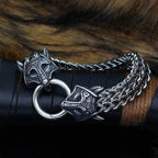 Vikings Wolf Charm Stainless Steel Bracelet - 