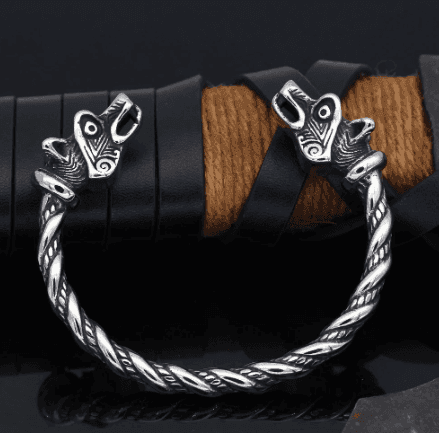 Viking Fenrir Head Stainless Steel Bracelet - 