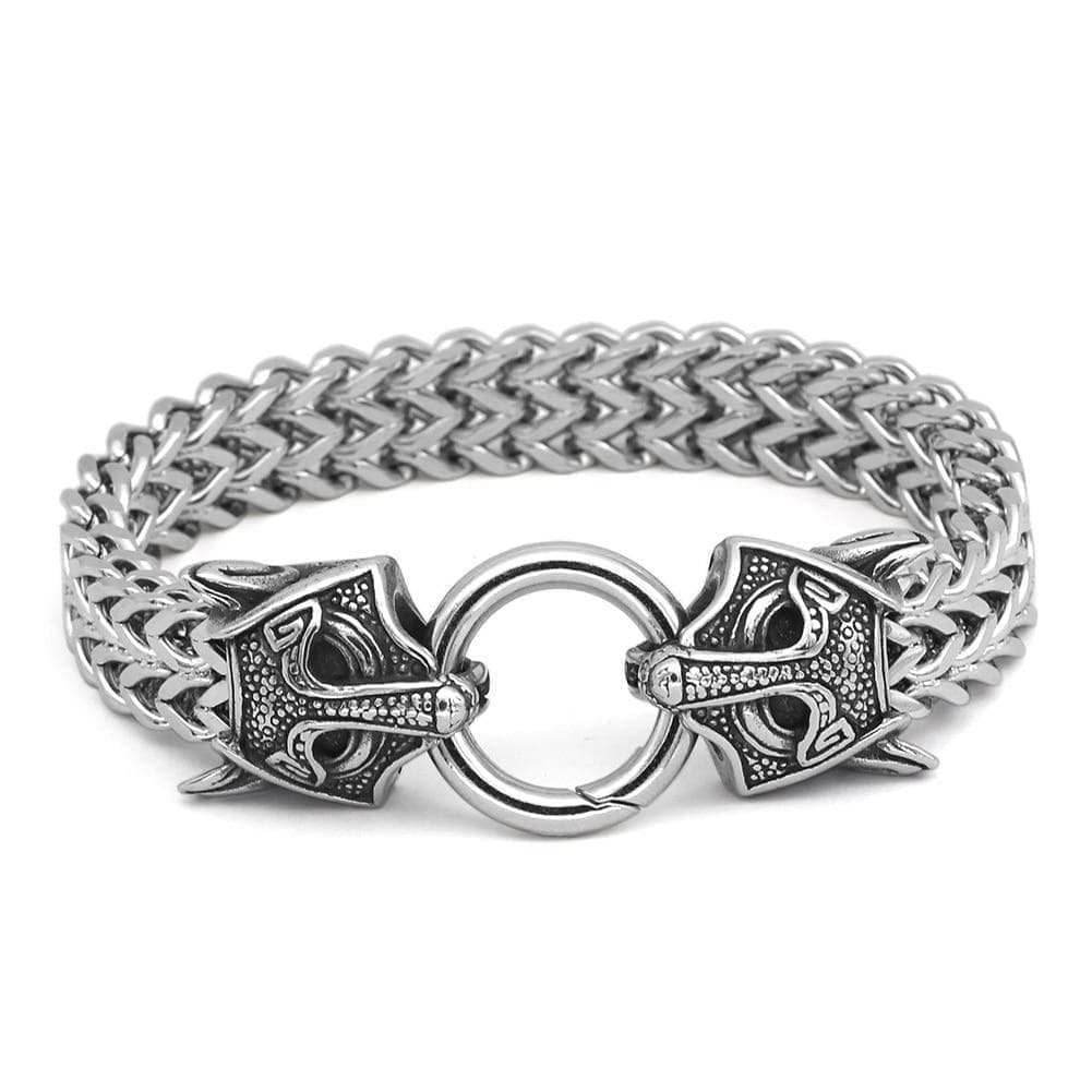 Vikings Wolf Charm Stainless Steel Bracelet - 