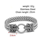 Vikings Wolf Charm Stainless Steel Bracelet - 