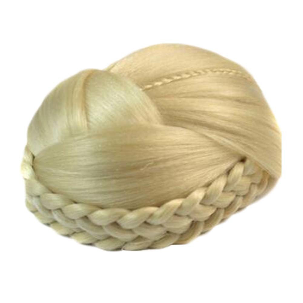 Braided Beige Hair Bun Hair Piece Updo Braided Hairpiece Hair Clip Women Girls Wig Party Wedding Dancing Hairdos