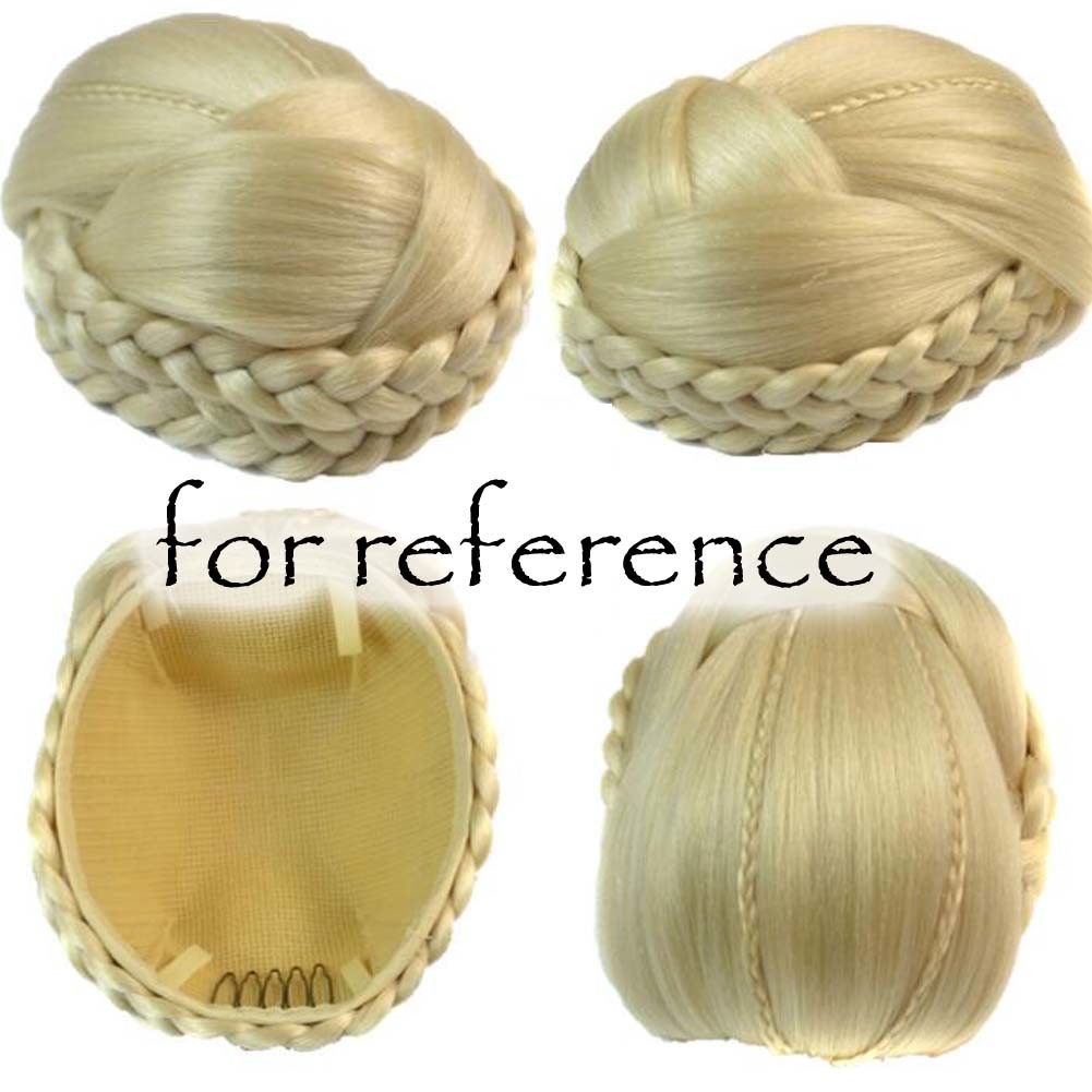 Braided Beige Hair Bun Hair Piece Updo Braided Hairpiece Hair Clip Women Girls Wig Party Wedding Dancing Hairdos