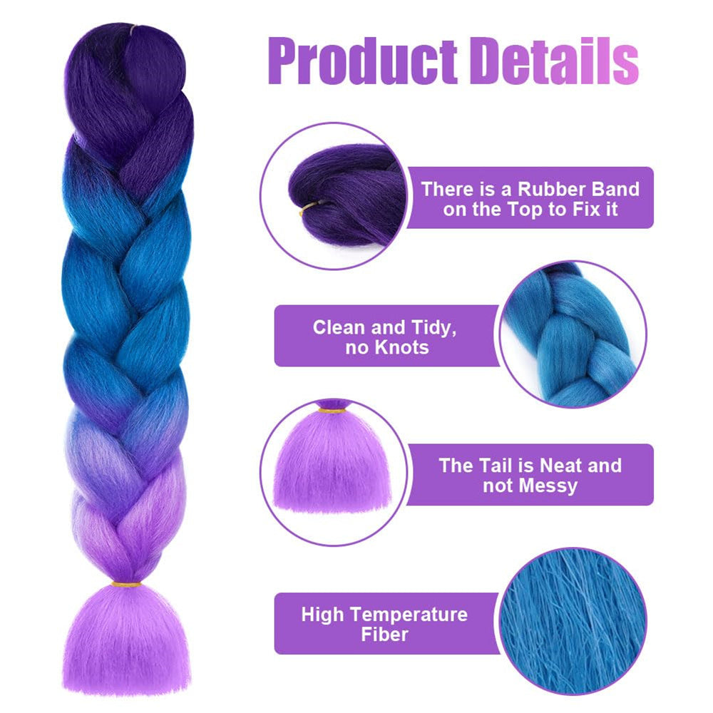 Braids Extensions, Synthetic Hair for Braiding, 24 Inch Hair Strands for Braiding Hair