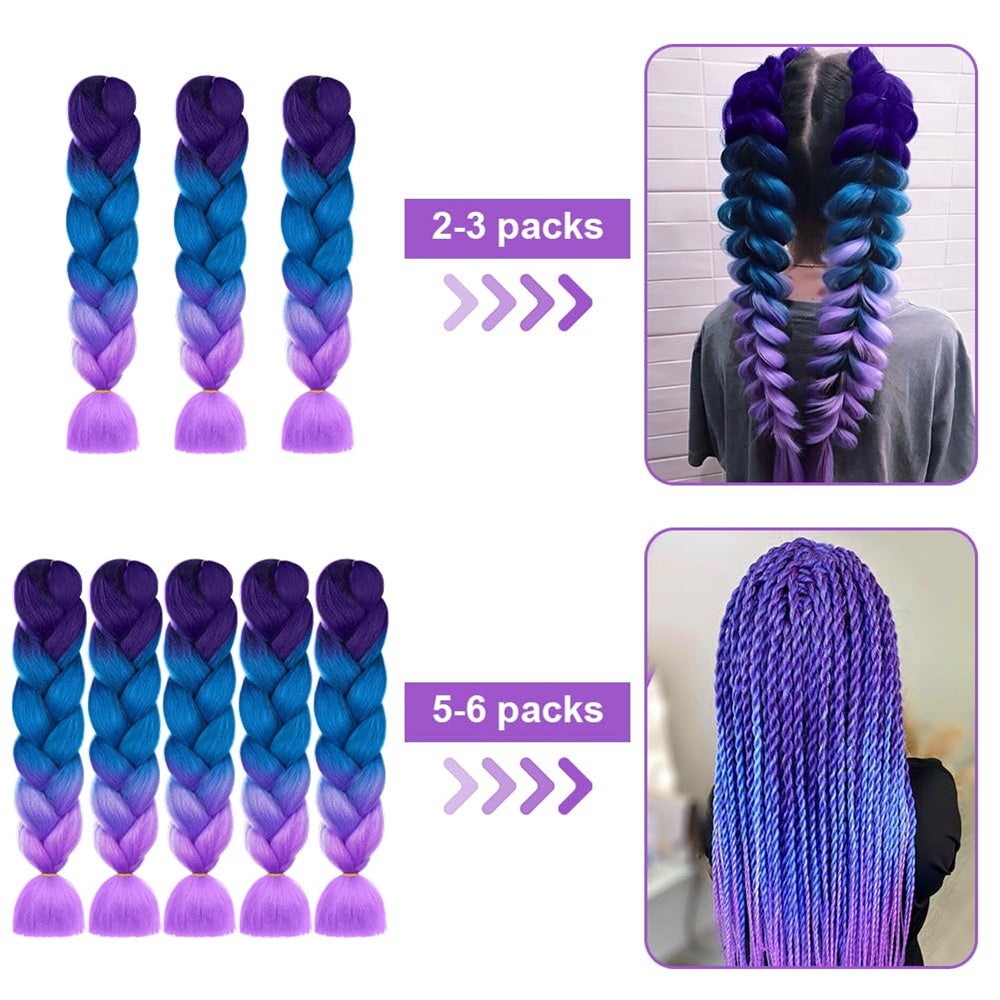 Braids Extensions, Synthetic Hair for Braiding, 24 Inch Hair Strands for Braiding Hair