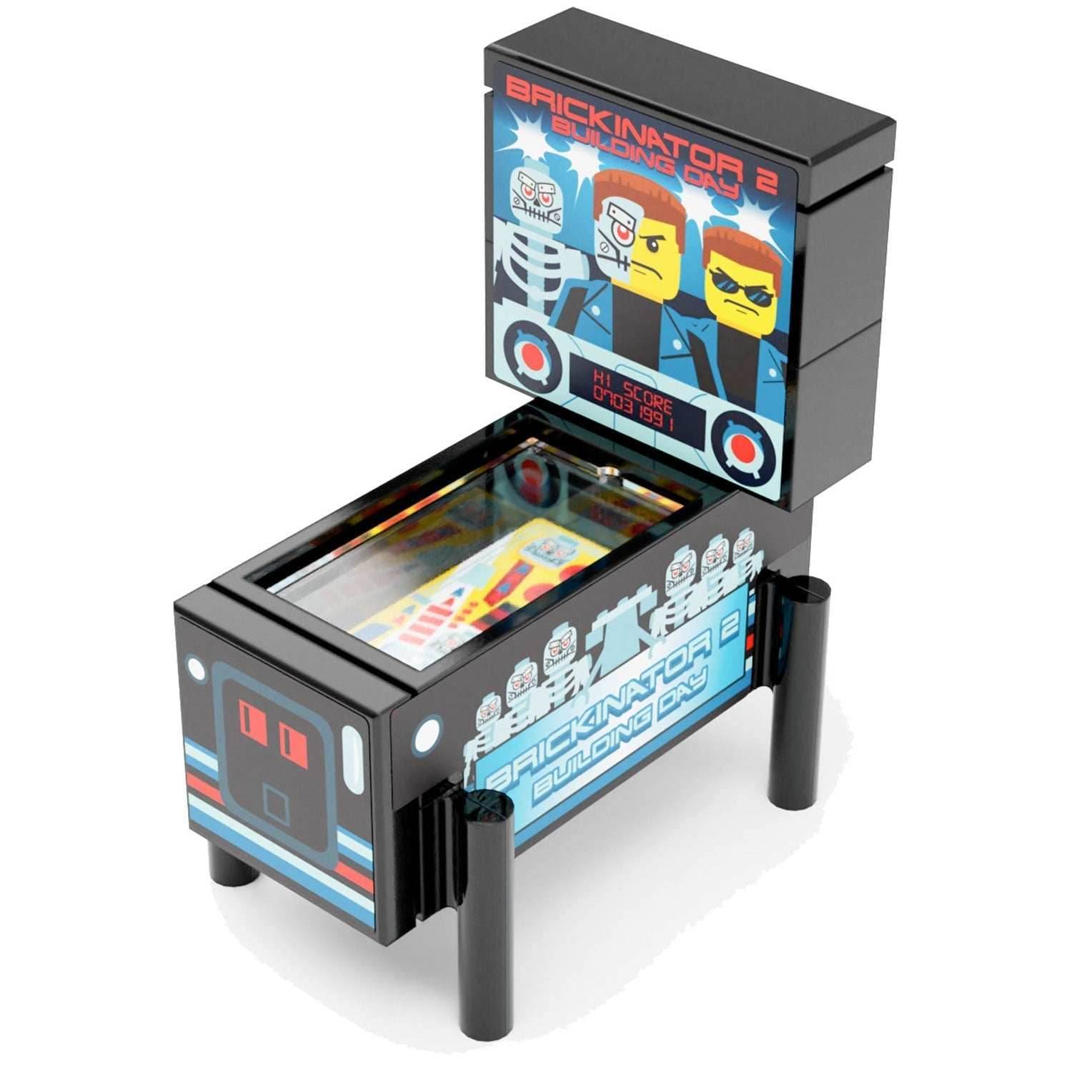 Brickinator 2: Building Day - B3 Customs Pinball Arcade Machine Building Set made using LEGO parts - 