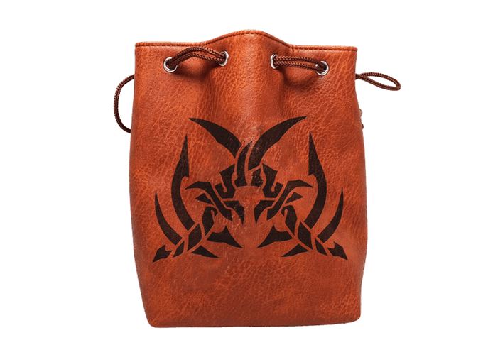 Brown Leather Lite Assassin's Blades Design Self-Standing Large Dice Bag