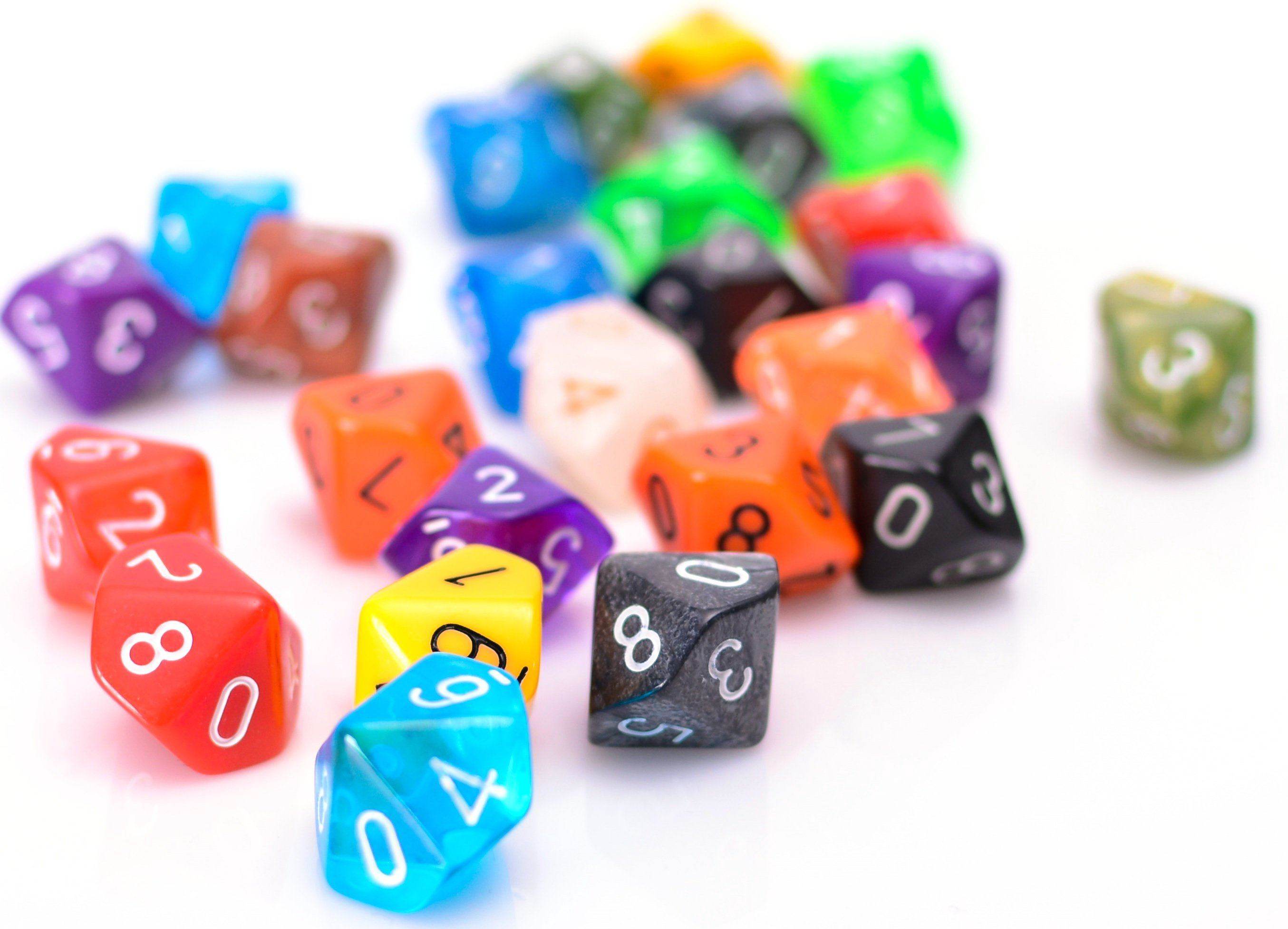 Bulk 10 Sided Dice | 25 Random D10s | Assorted Colors - 