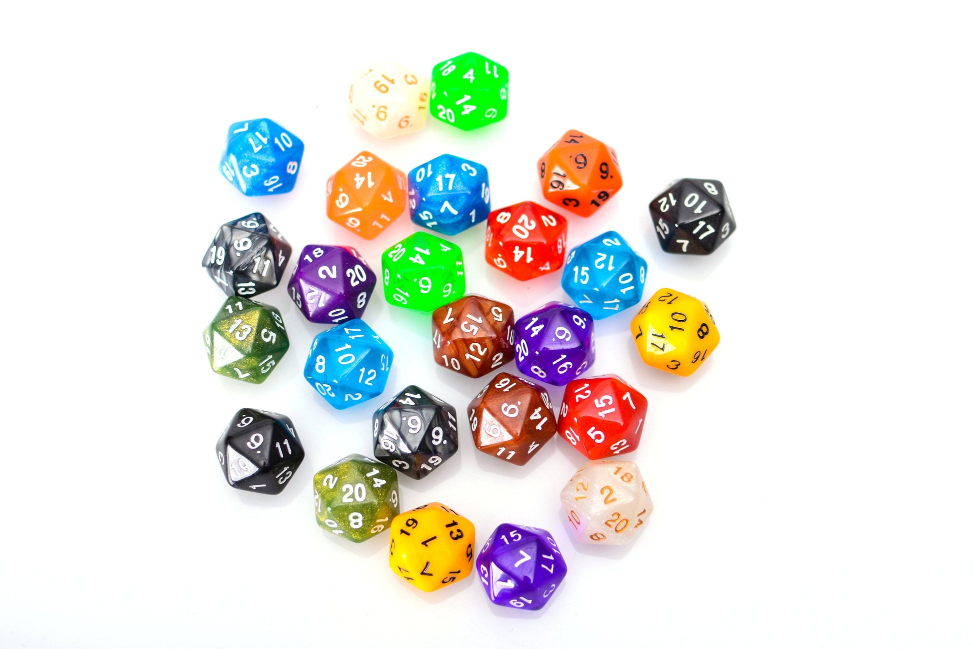 Bulk 20 Sided Dice | 25 Count Assorted D20s