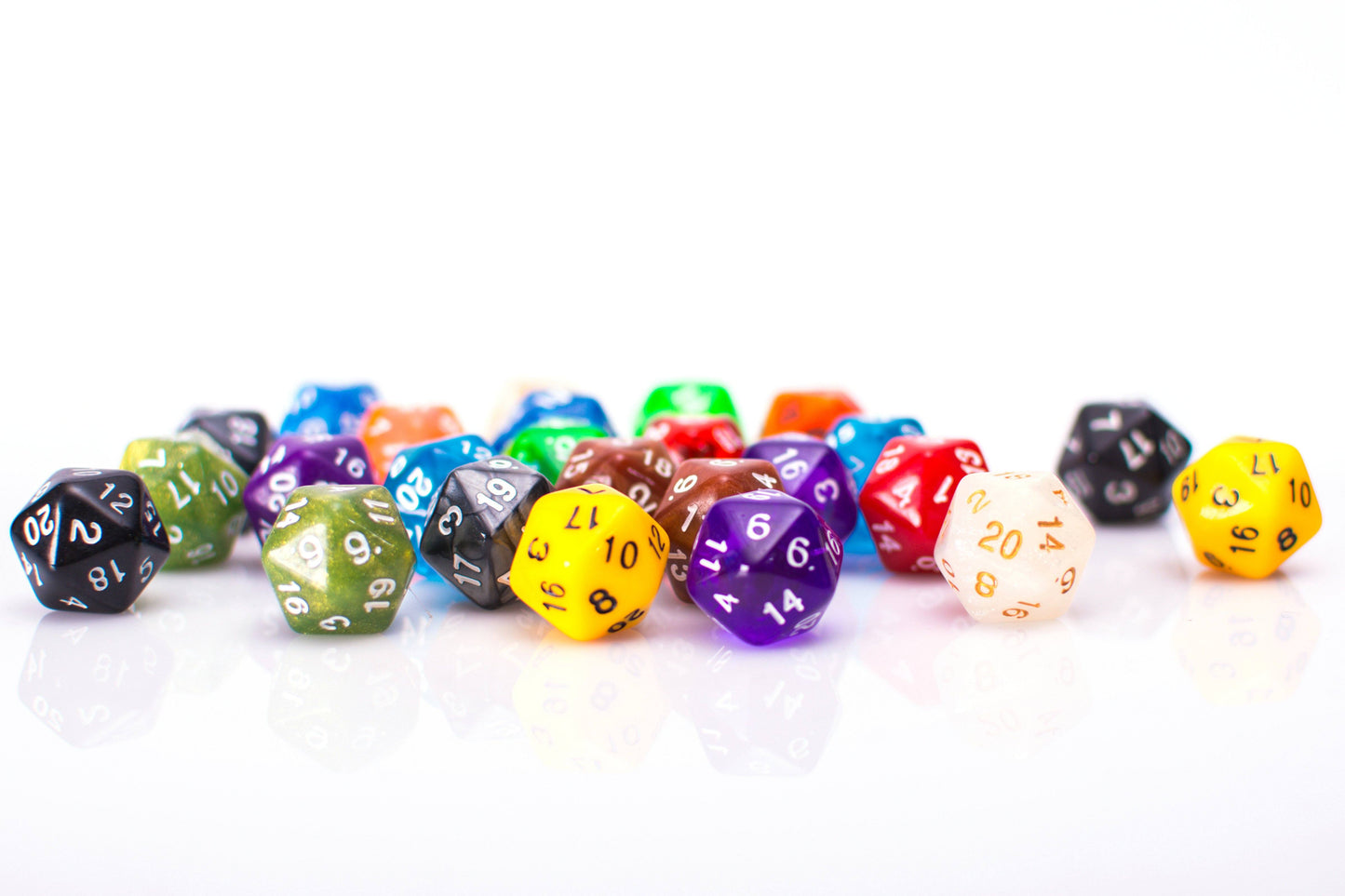 Bulk 20 Sided Dice | 25 Count Assorted D20s