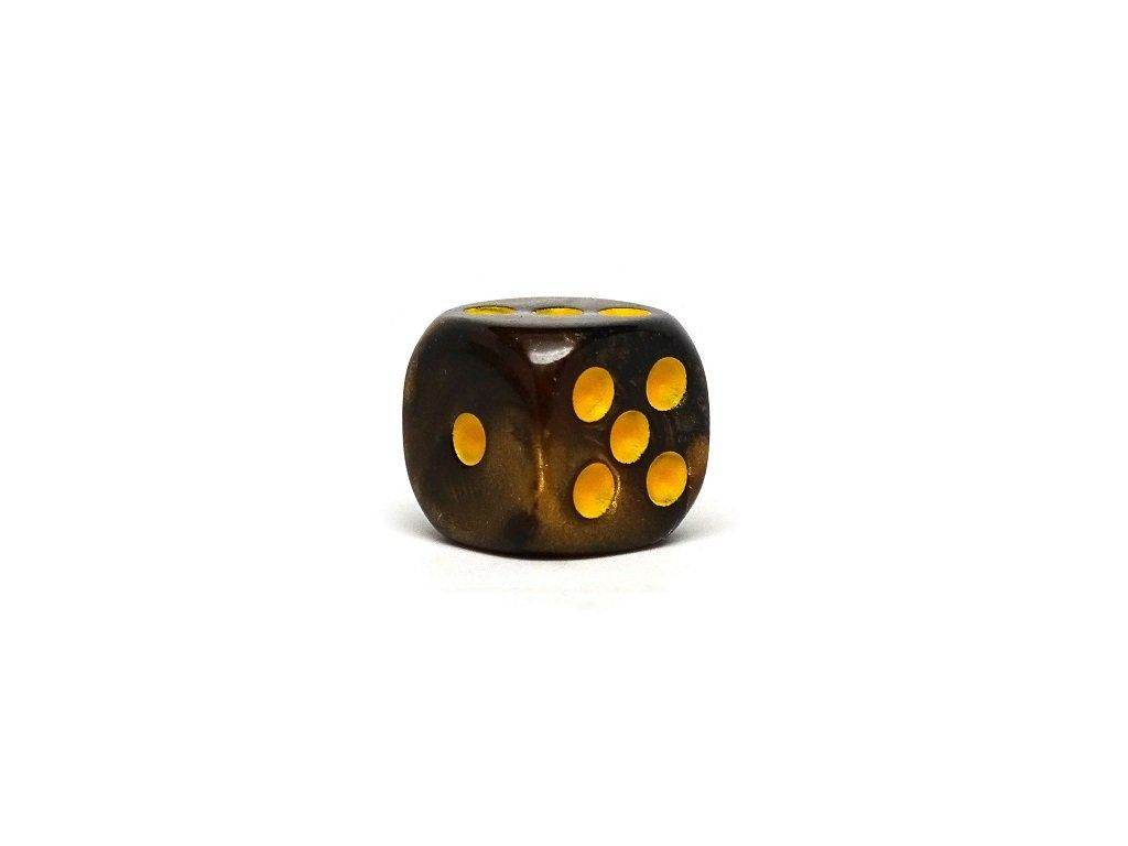 12mm D6 Dice - Yellow and Black Granite - 25 Count Bag - 
