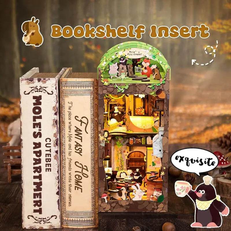 Book Nook Wizardi Miniature - Mole's Apartment Roombox Kit - 