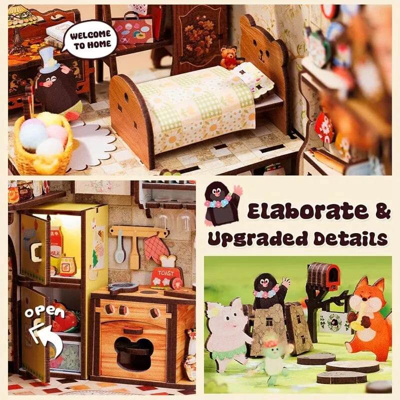 Book Nook Wizardi Miniature - Mole's Apartment Roombox Kit - 