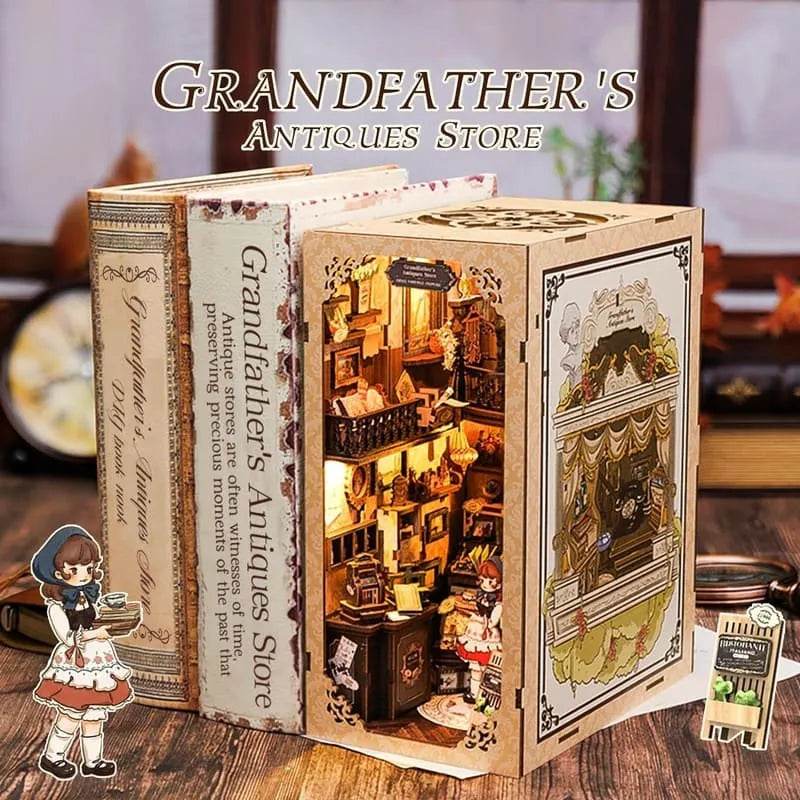 Book Nook Wizardi Miniature - Grandfather's Antique Store Roombox Kit - 