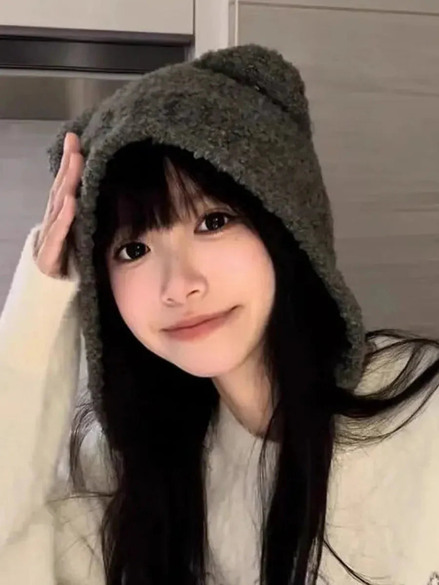 'Cutie Bear' Knitted Ear Muffs Hat