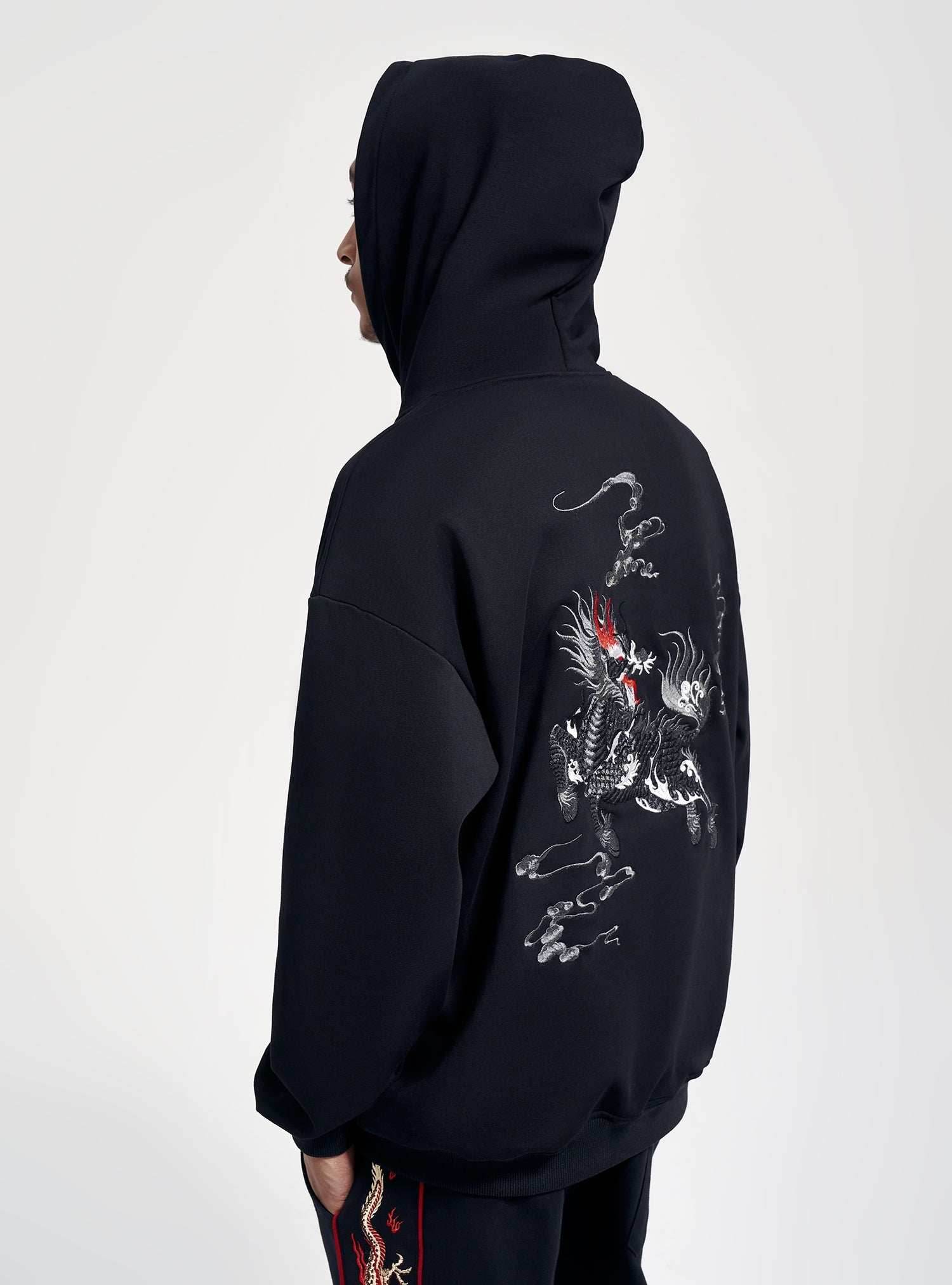 KH9102 Kirin Embroidery Hoodie - Black / S