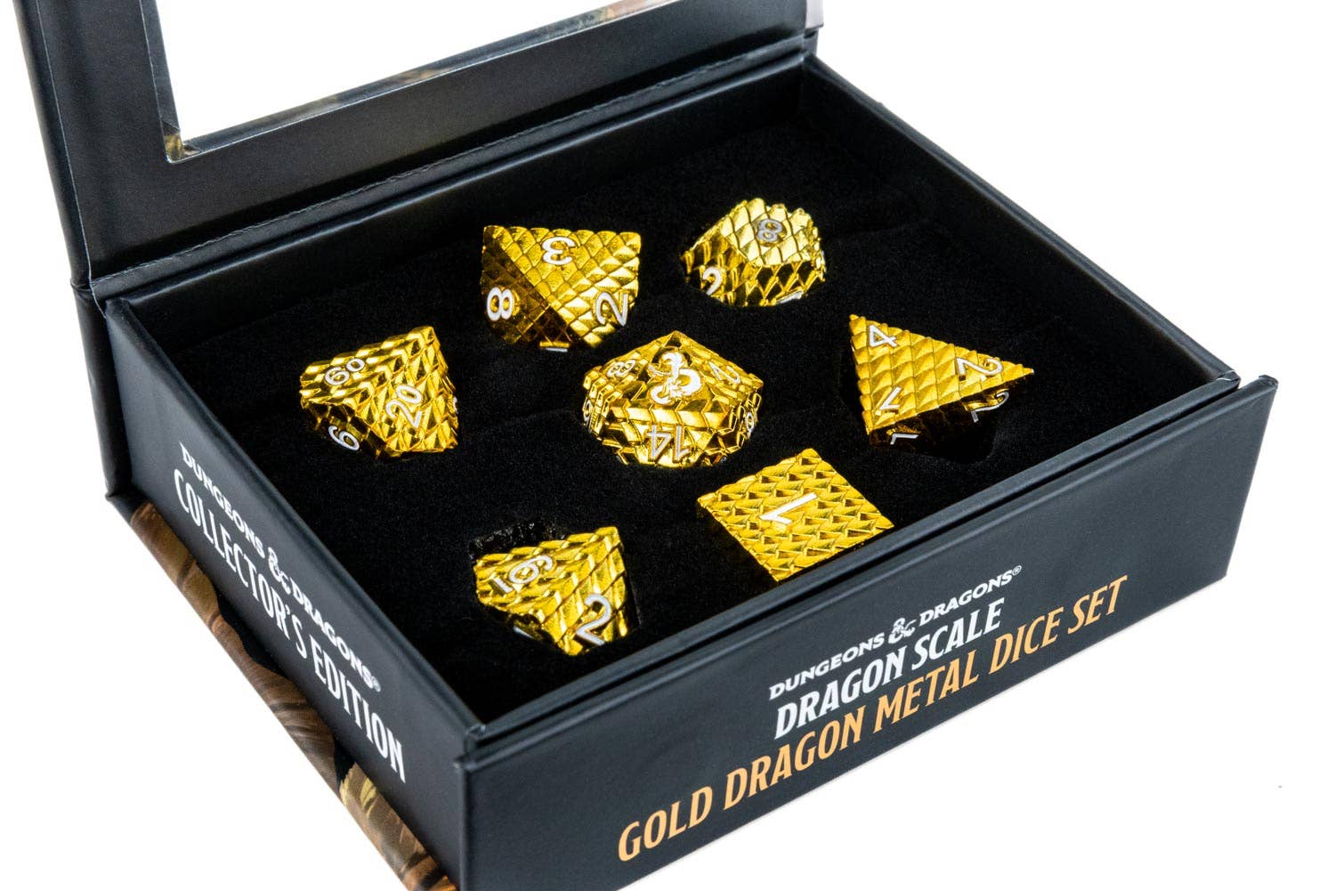 D&D Dragon Scale Metal Dice Set — Gold