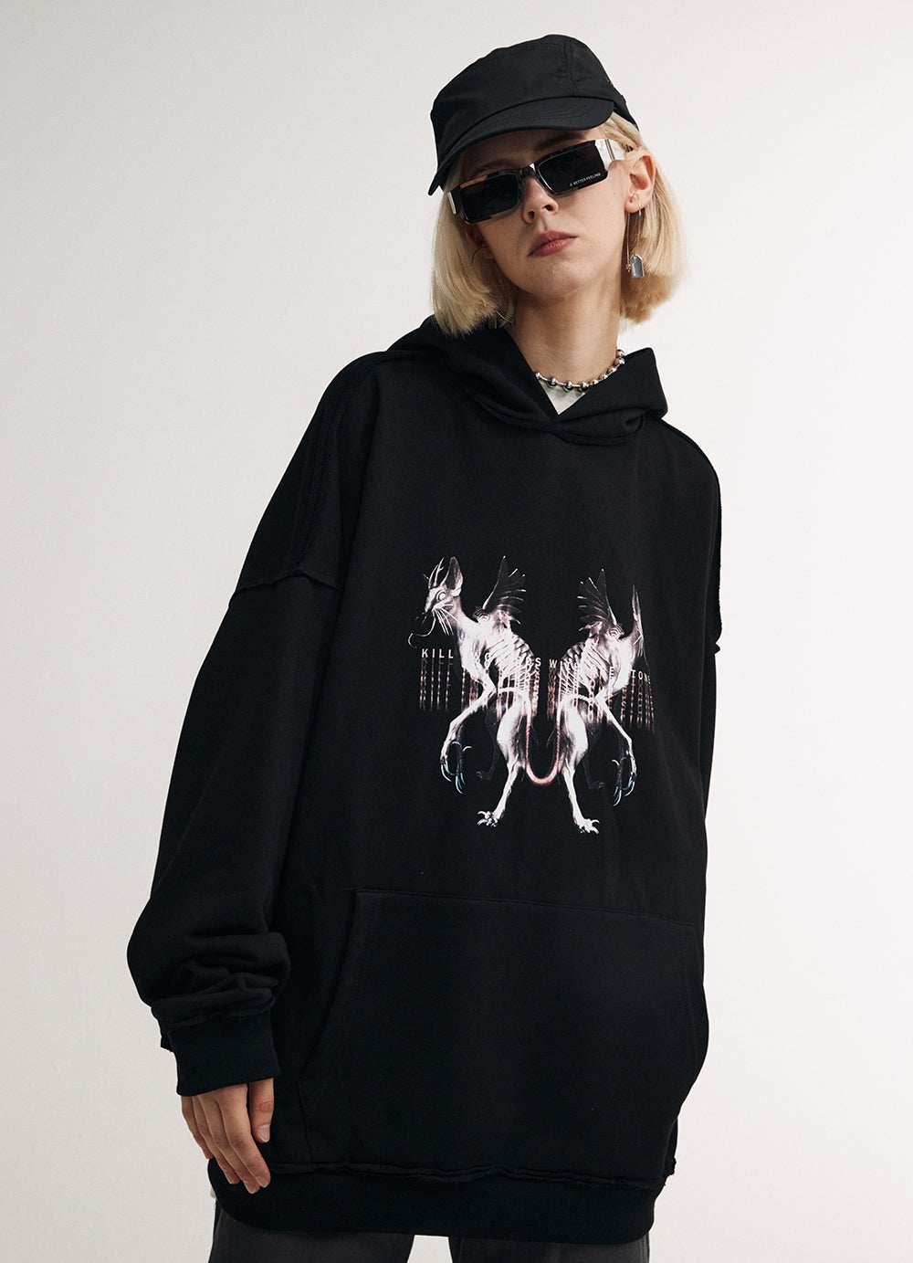 Flying Devil Cats Hoodie - Blue / S