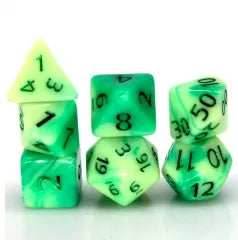 Druid's Pain 7-Dice Set Green & Light Green w/Green Numbers Dnd Dice Set - 