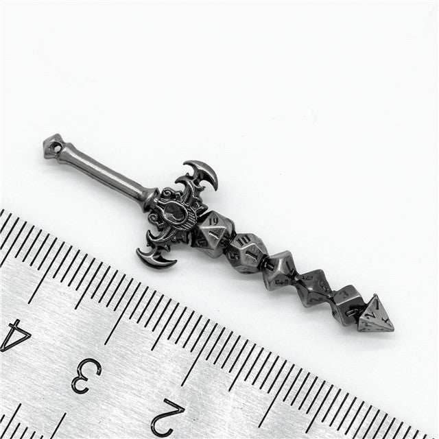 Dice Sword Silver 46mm x 9mm Trinket Novelty - 