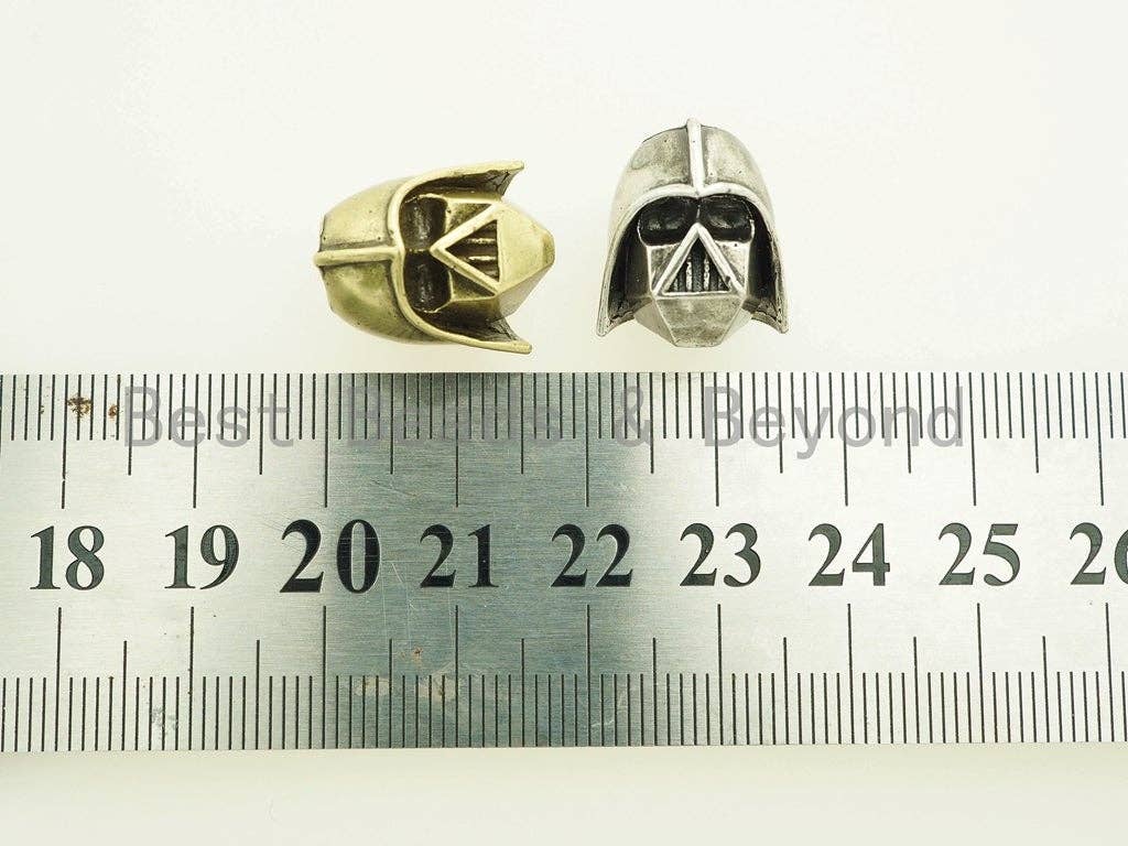 Antique Darth Vader Dark knight Soldier Helmet Beads, Knot Paracord Bracelet Keychain Making Beads, Men's Bracelet, 15x17mm, 1pc, sku#Y99